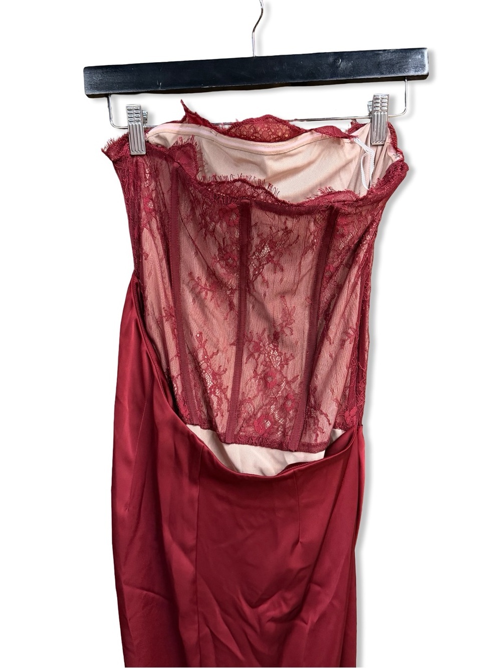 NBD Nalani Maxi Dress Oxblood red Strapless corset gown Revolve M - Picture 7 of 9